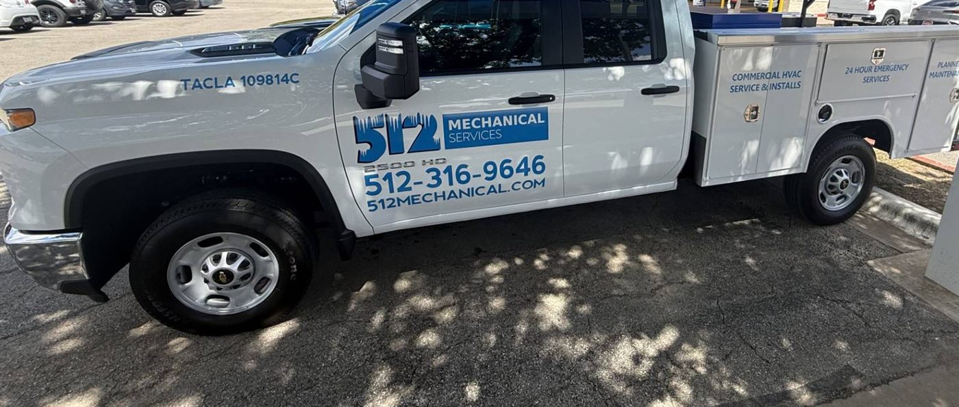 512 Mechanical commercial HVAC service truck, Austin Texas, TACLA 109814C